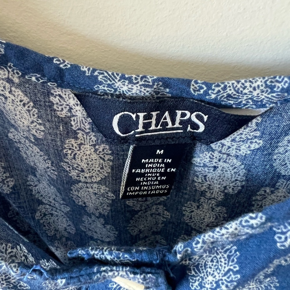 Chaps by Ralph Lauren Blue Summer Sleeveless Jumpsuit Size M Pockets - Picture 4 of 9
